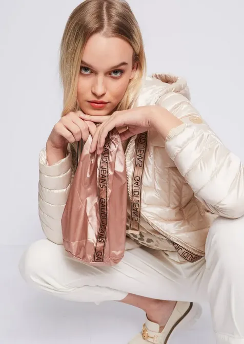 Gaud?? Giacca leggera da donna con cappuccio 311BD35002 2205 beige Antiperspirant Faux Fur