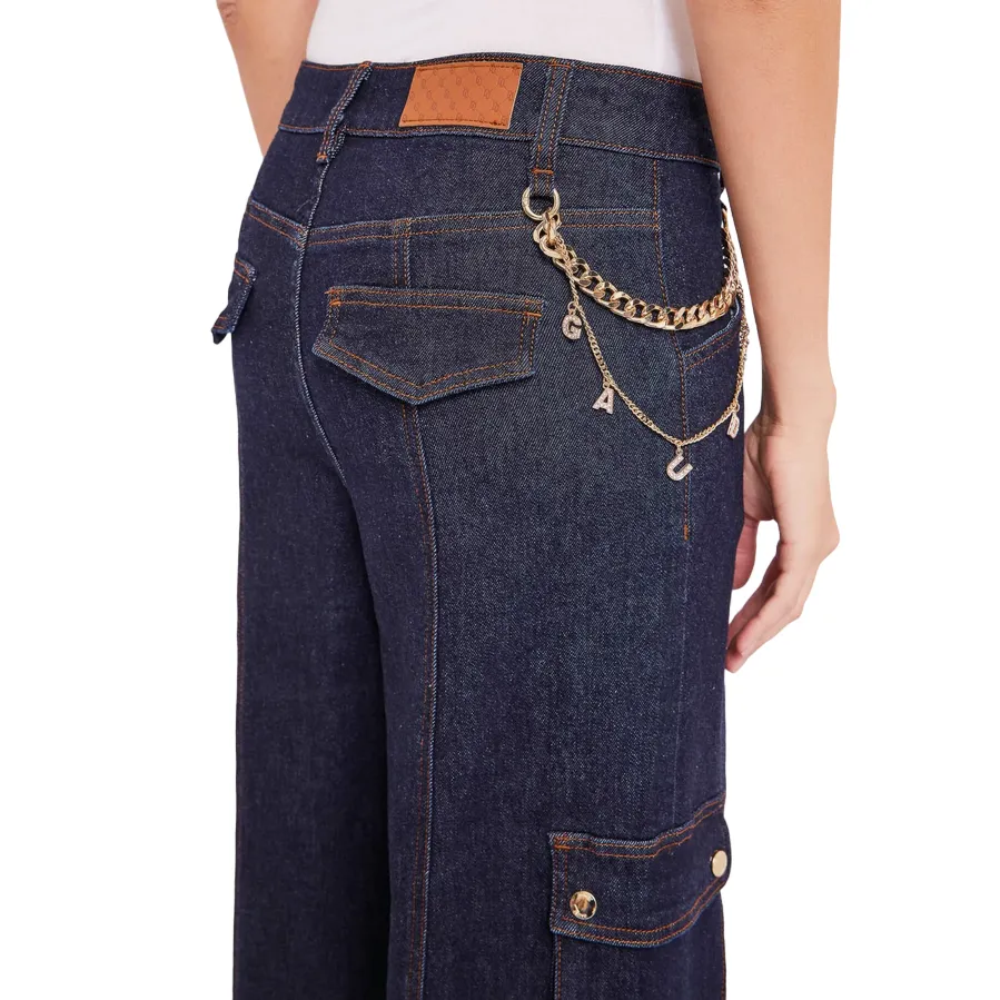 Tapered Look Gaud?? pantalone cargo in jeans da donna con catena 421BD26014 blu