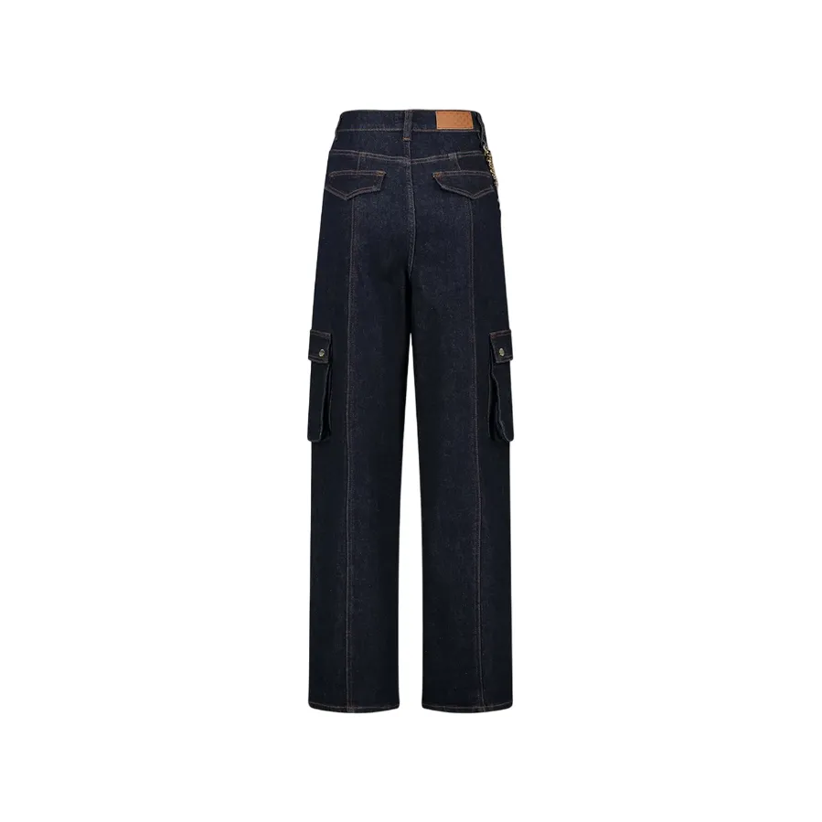 Gaud?? pantalone cargo in jeans da donna con catena 421BD26014 blu Comfortable Fit Look
