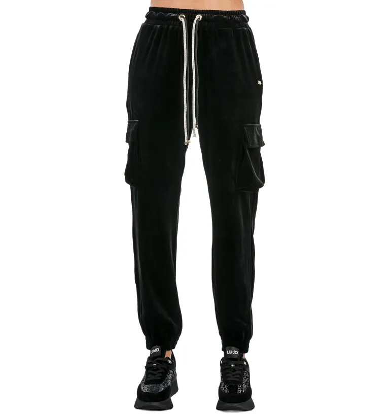 Quick Release Closure Adjustable loop Gaud?? pantalone in ciniglia da donna con tasconi 241BD24011-2001 nero