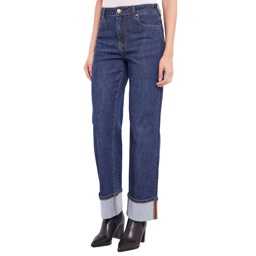 Relaxed Wear Sport Friendly Gaud?? pantalone jeans da donna con risvolto 421BD26003 blu