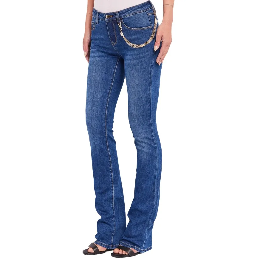 Bootcut shape Gaud?? pantalone jeans da donna Flare cropped 411BD26011 blu medio