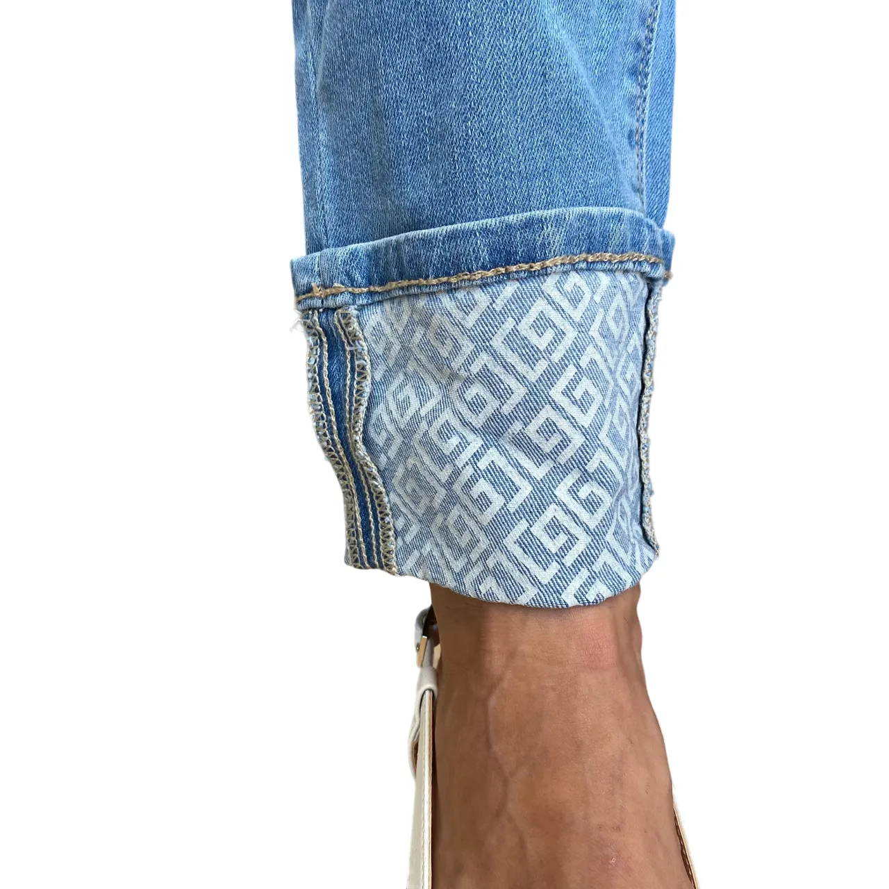 Gaud?? pantalone jeans da donna Skinny Cropped Kelly 411BD26009 blu chiaro Multi Pocket Design ReinforcedBeltLoops