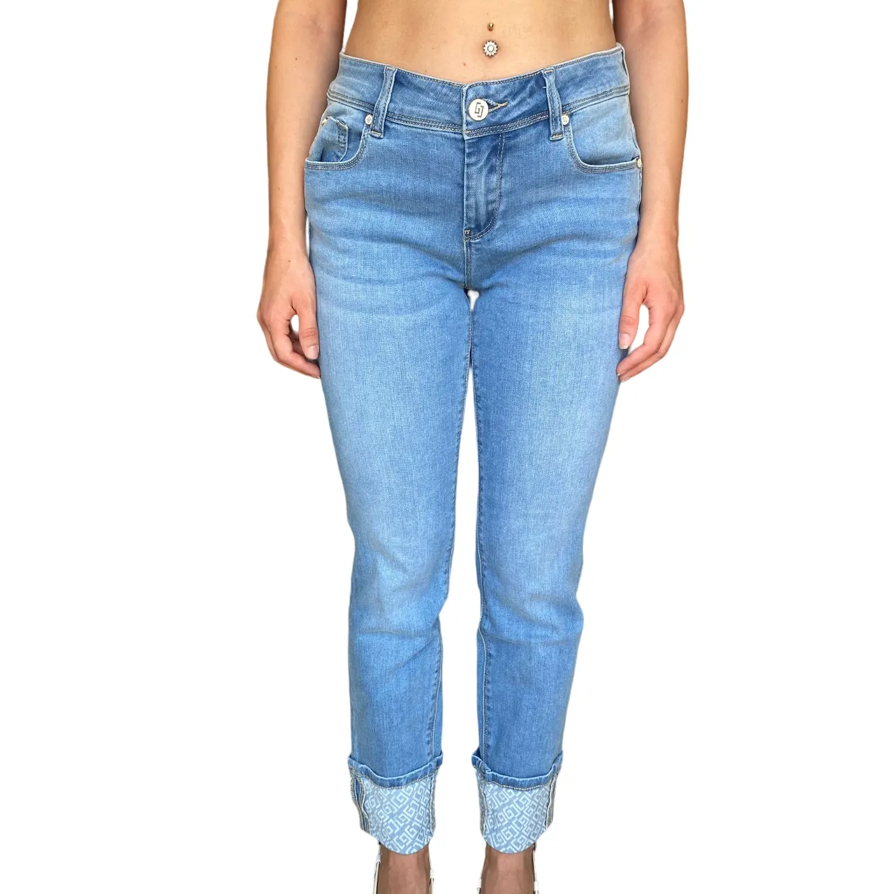 Gaud?? pantalone jeans da donna Skinny Cropped Kelly 411BD26009 blu chiaro FlexibleMobilityDesign