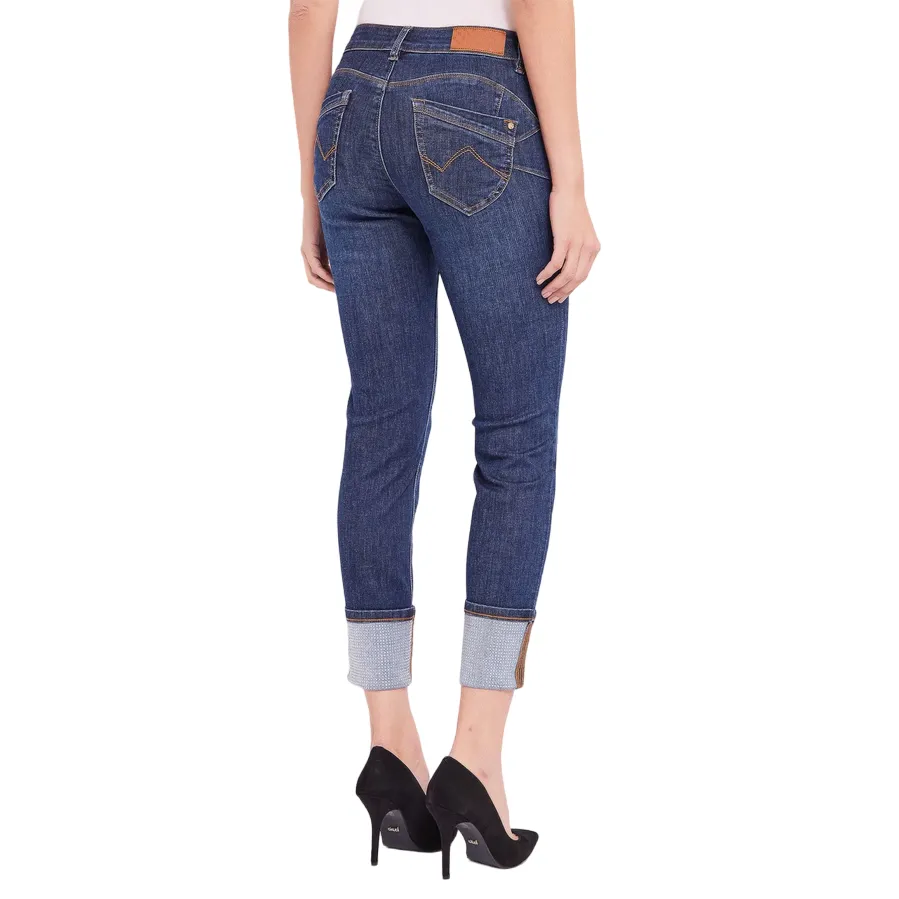 Gaud?? pantalone skinny in jeans da donna con risvolto 421BD26004 blu Minimalist Design
