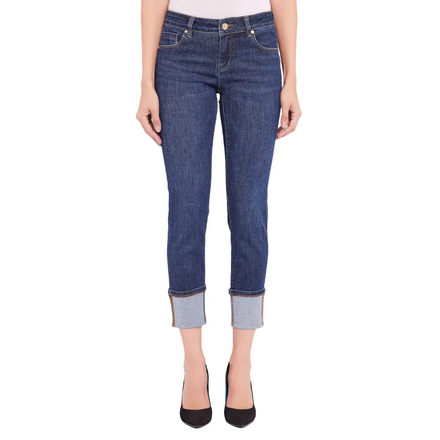 Gaud?? pantalone skinny in jeans da donna con risvolto 421BD26004 blu AbrasionResistantPanels Functional Comfort Wear