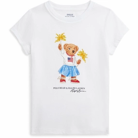GentleWashResistance Polo Ralph Lauren White Sparkle Bear T-Shirt
