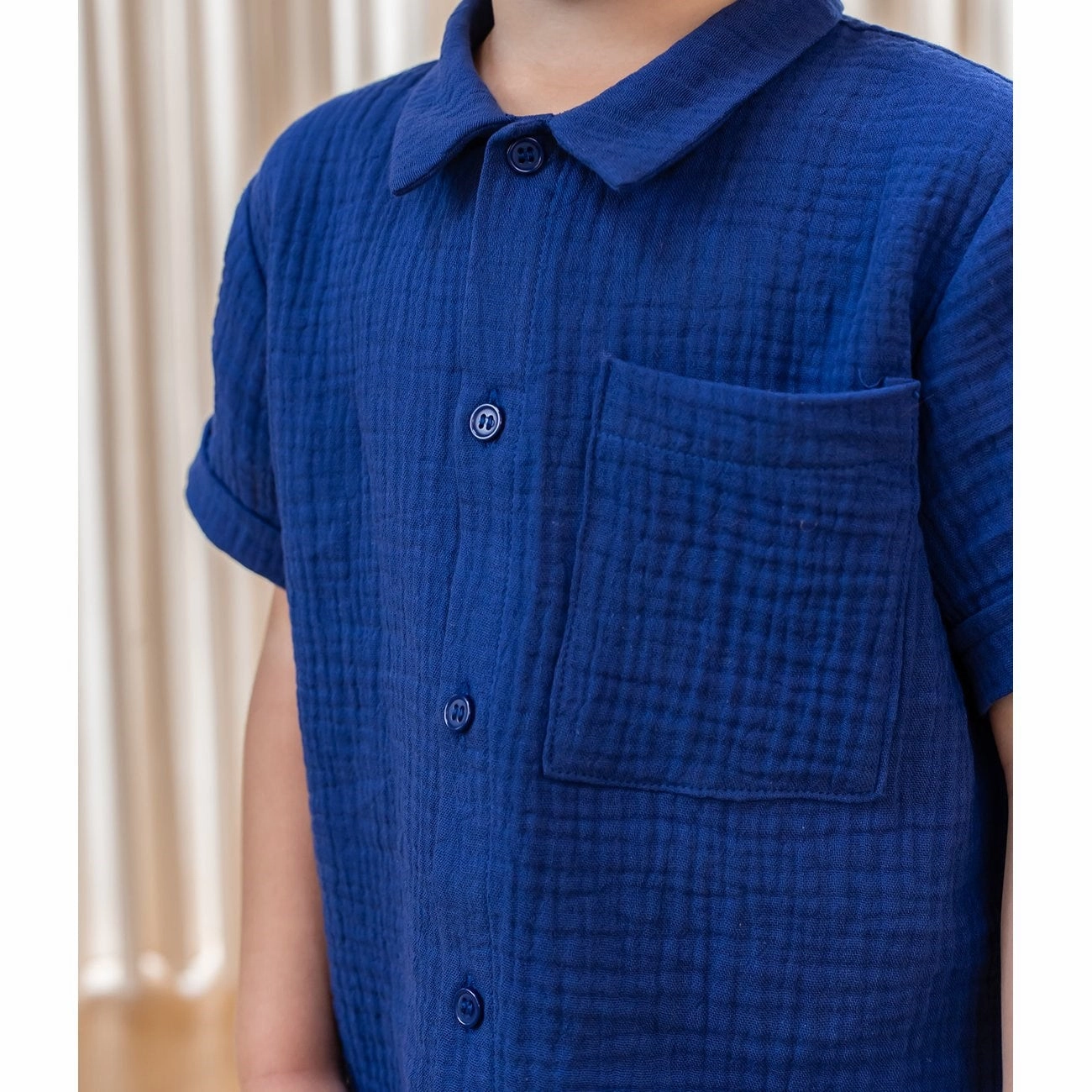 Fliink Mazerine Blue Hello Ss Shirt Lightweight Material