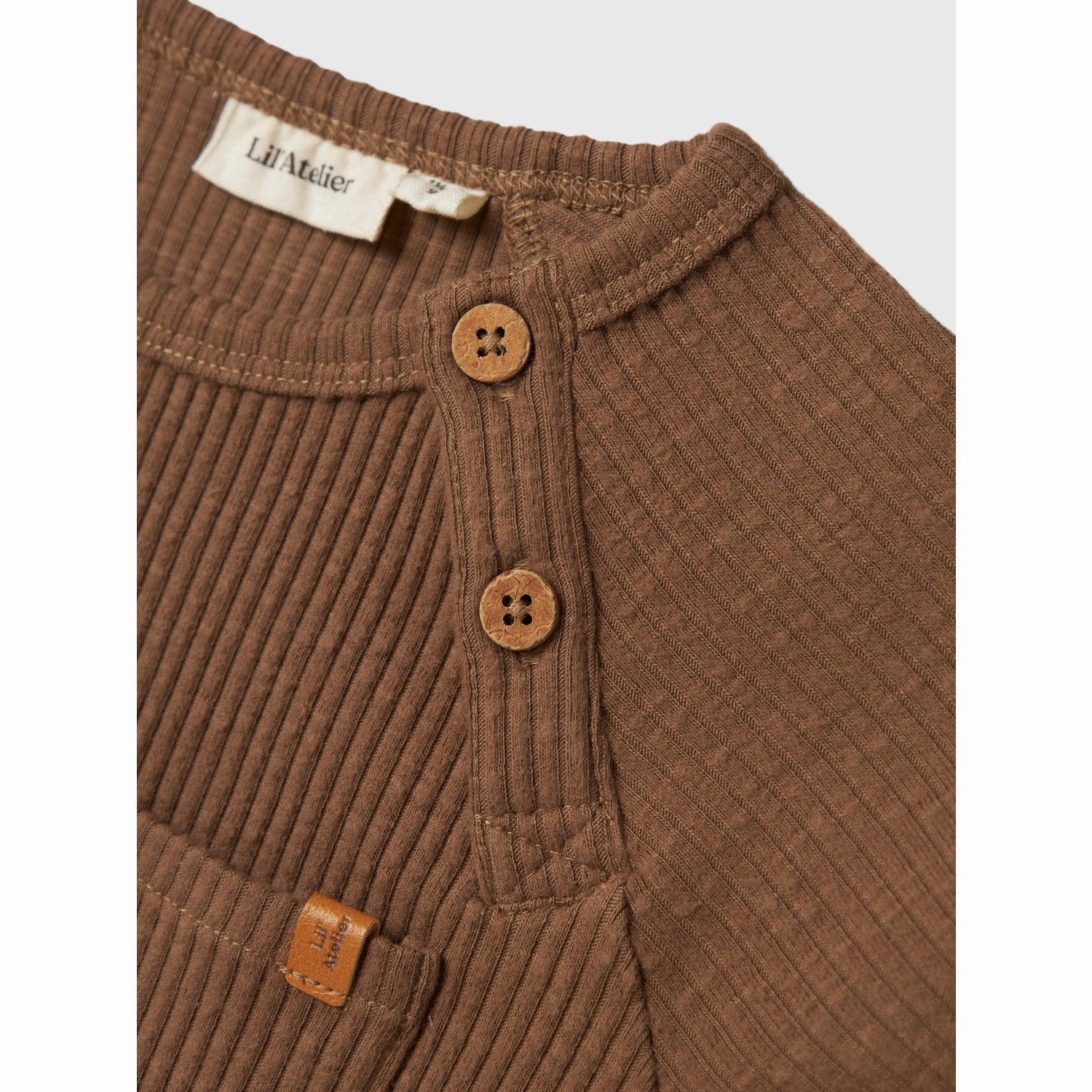 Lil'Atelier Shitake Rajo Mub Slim Blouse Neutral Shade