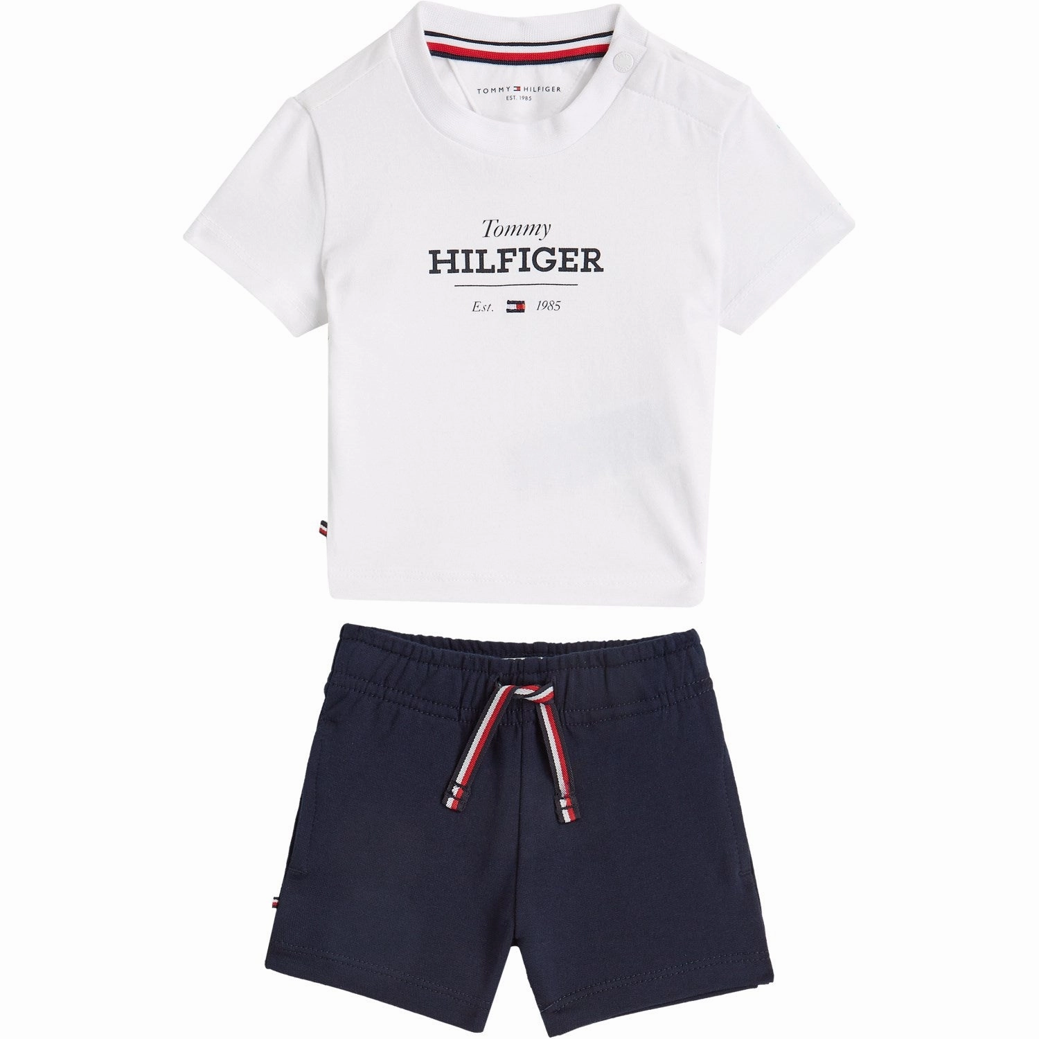 Tommy Hilfiger Dark Night Navy Monotype Tee And Short Set Odor Control Technology On-The-Go Style