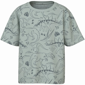 Stylish Details Soft Layer Name It Aqua Gray Tone Dino Valther Regular T-Shirt