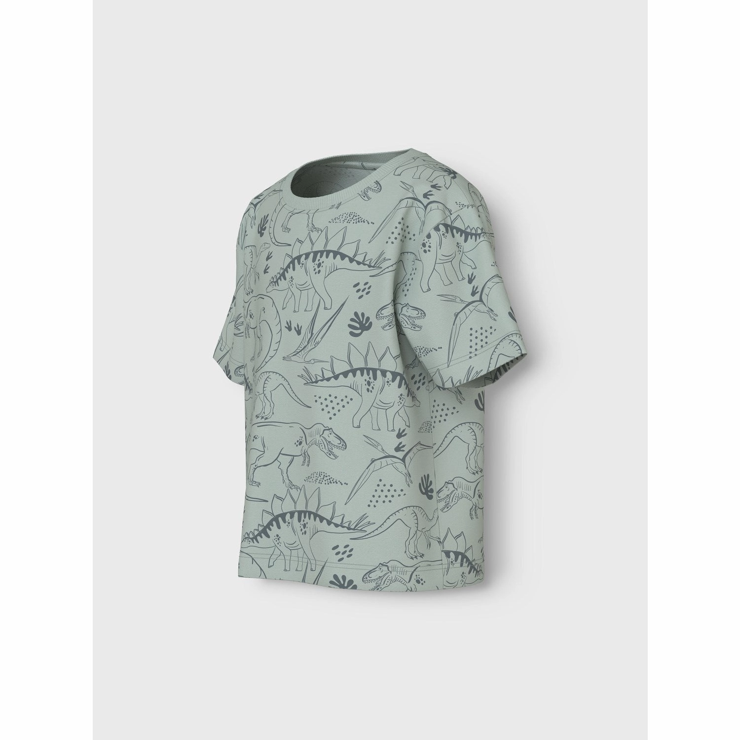 Name It Aqua Gray Tone Dino Valther Regular T-Shirt Light and Breezy