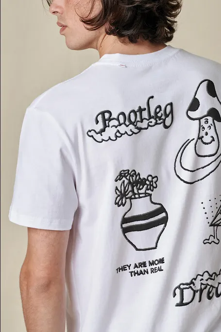 Fade Resistant Coating Office Casual Globe T-shirt manica corta Bootleg Dreams Tee SS GB02241004 WHT white