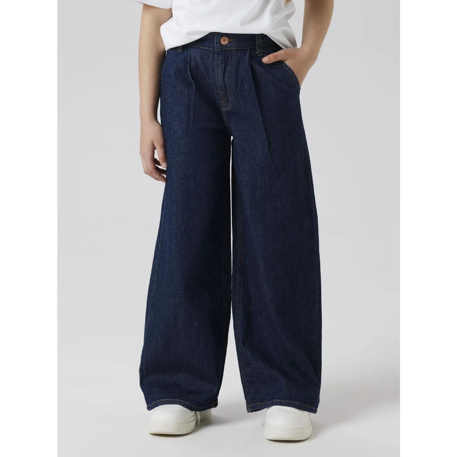 Name It Dark Blue Denim Unwashed Nkfbella Hw W Pleat Jeans 3020-Az L Noos Plain style