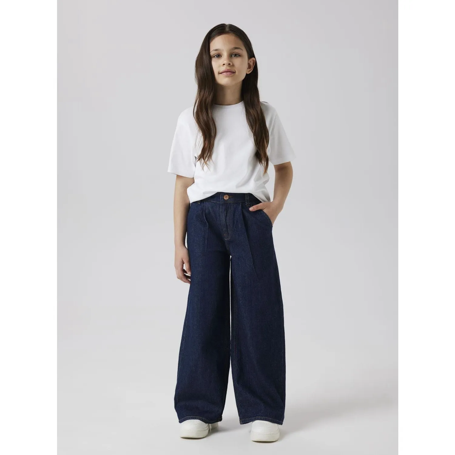 Unfaded Hemline Name It Dark Blue Denim Unwashed Nkfbella Hw W Pleat Jeans 3020-Az L Noos