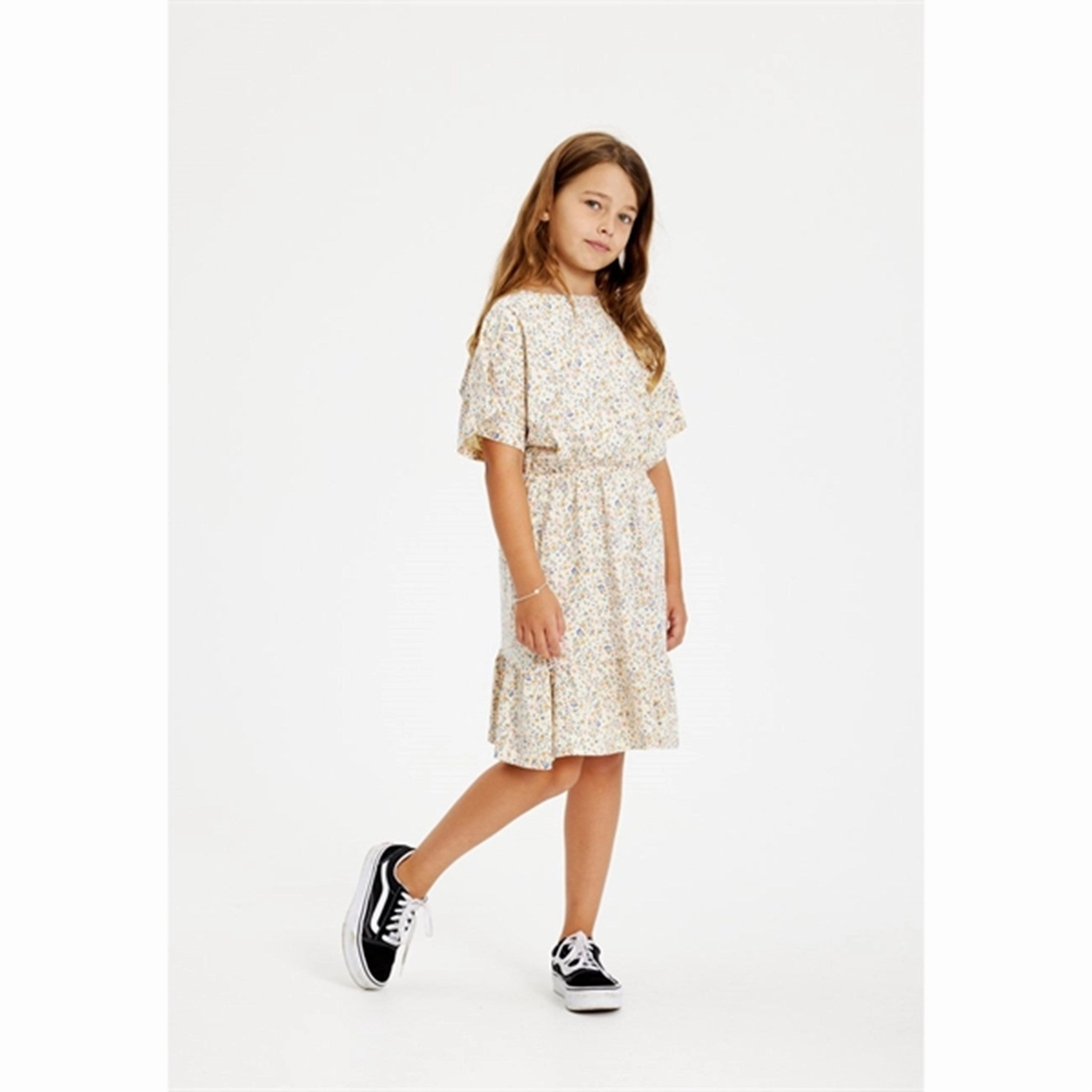 THE NEW White Swan Tiny Flower AOP Geneva Dress Flexible Layers Bridal-Shower