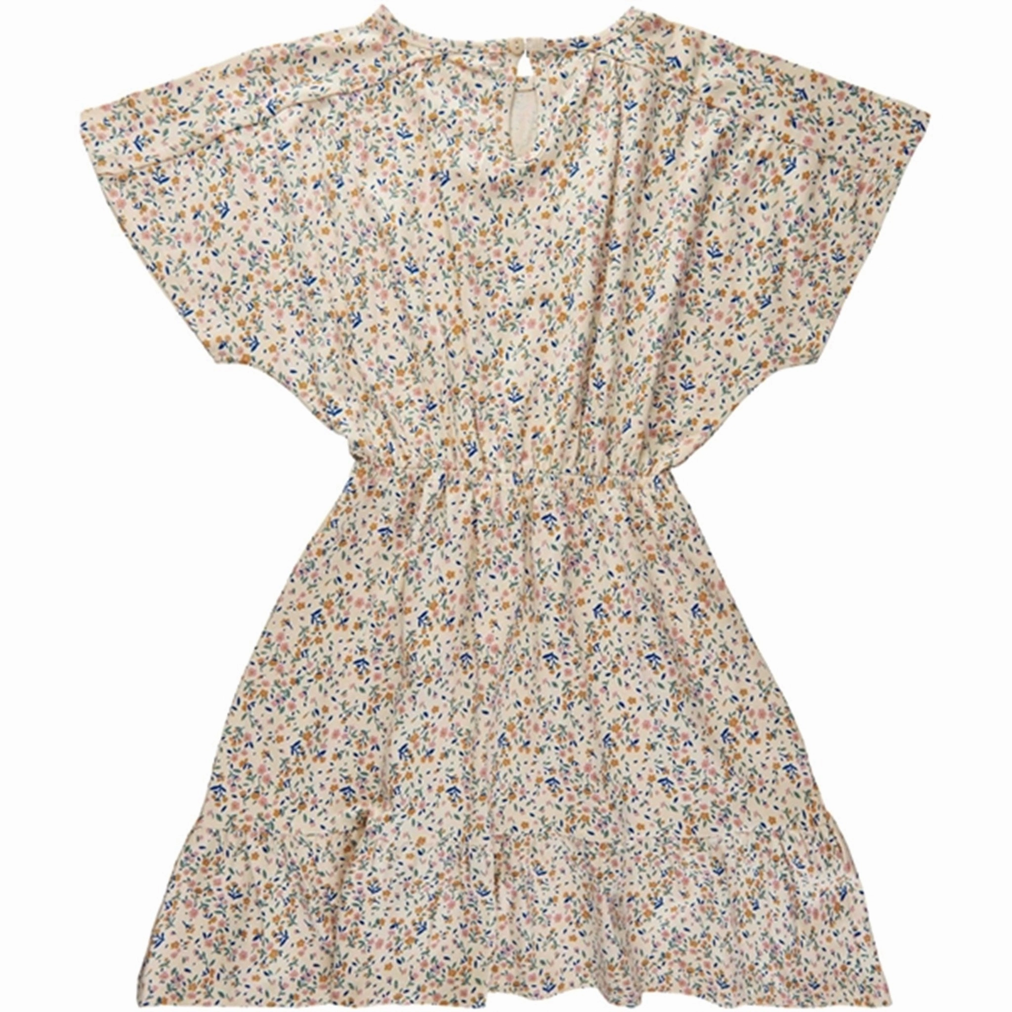 V Neckline Bold Elegance THE NEW White Swan Tiny Flower AOP Geneva Dress