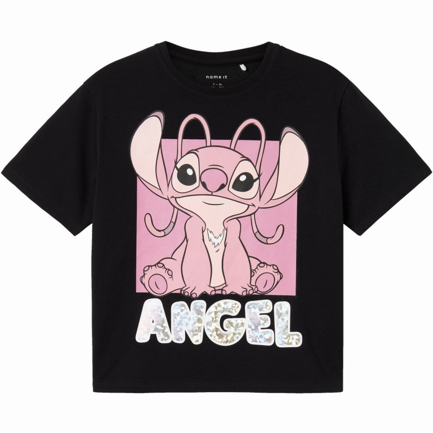 Ribbed Neckline Name It Black Angel Nyri Lilo & Stitch Regular T-Shirt