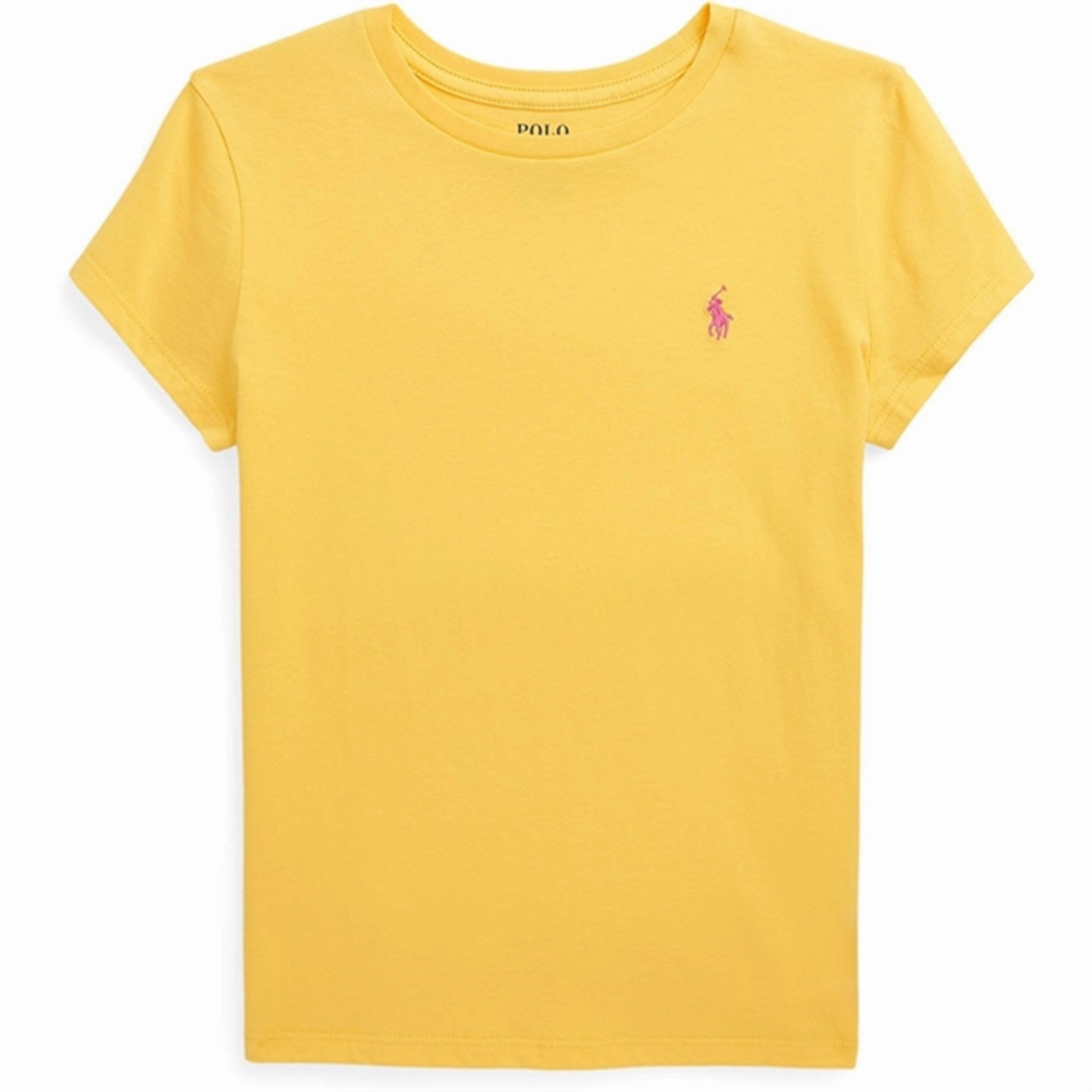 Polo Ralph Lauren Girls T-Shirt Chrome Yellow W/ Bright Pink Comfortable Shape