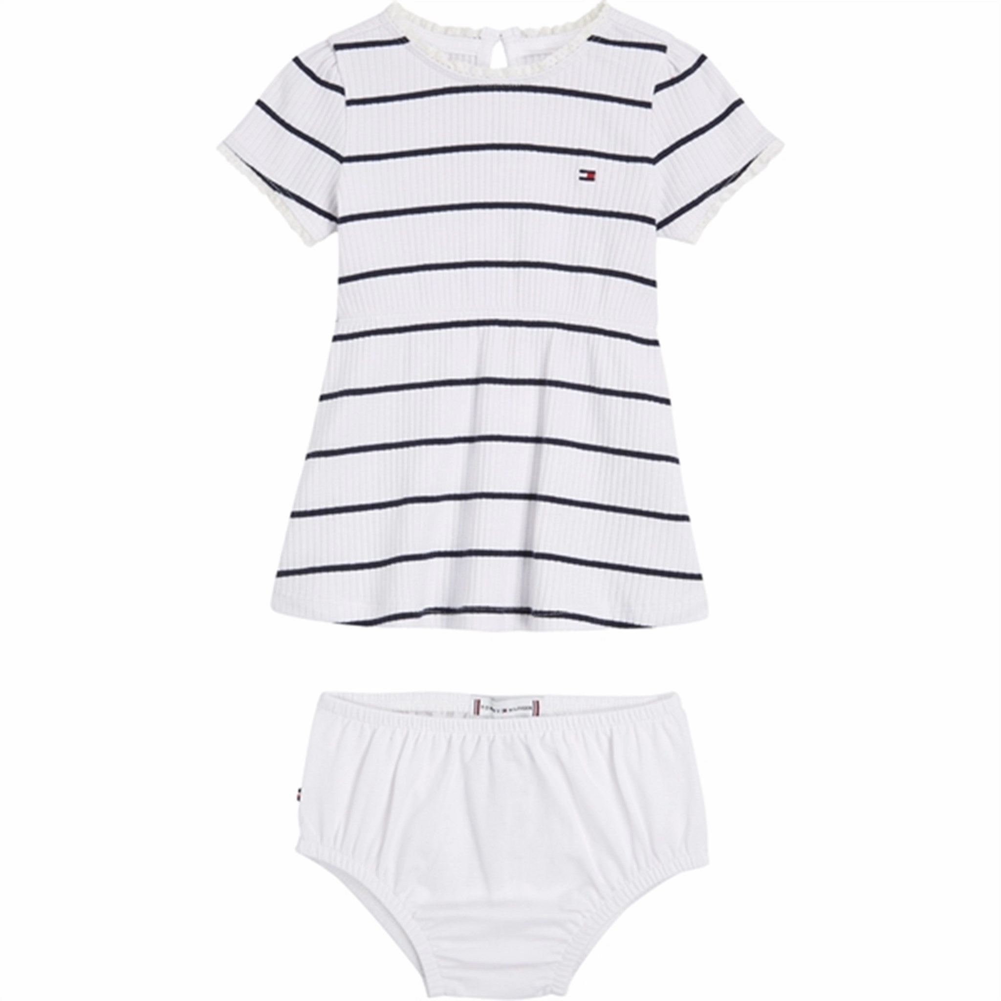 Cozy Feel Tommy Hilfiger Baby Striped Rib Dress White / Desert Sky Stripe