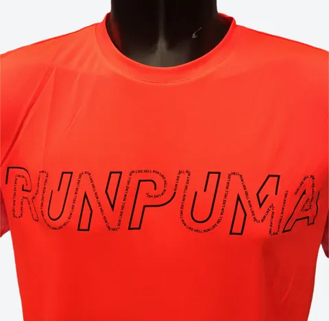 Classic Design Puma maglietta manica corta da uomo Run Logo 52020384 rosso lava-nero
