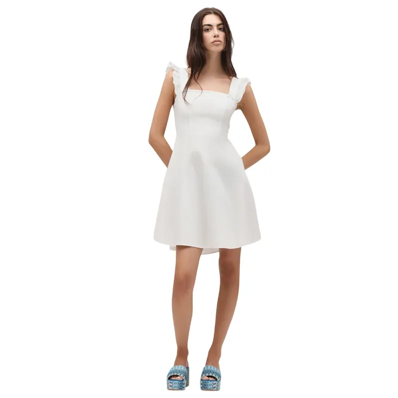 Griffai Abito corto da donna con bretelle fiocco sulla schiena DGP6699 bianco Bright Appeal