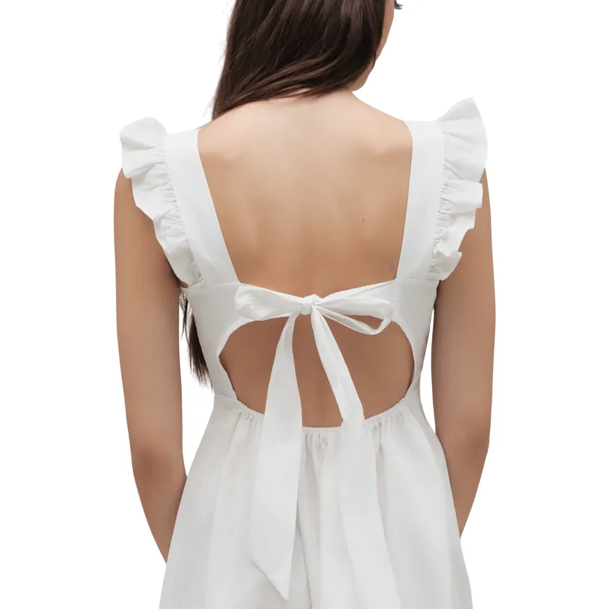 Griffai Abito corto da donna con bretelle fiocco sulla schiena DGP6699 bianco Hidden Zipper