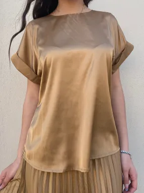 Easy Wear Style Griffai casacca manica corta da donna in raso DGP6687 bronzo