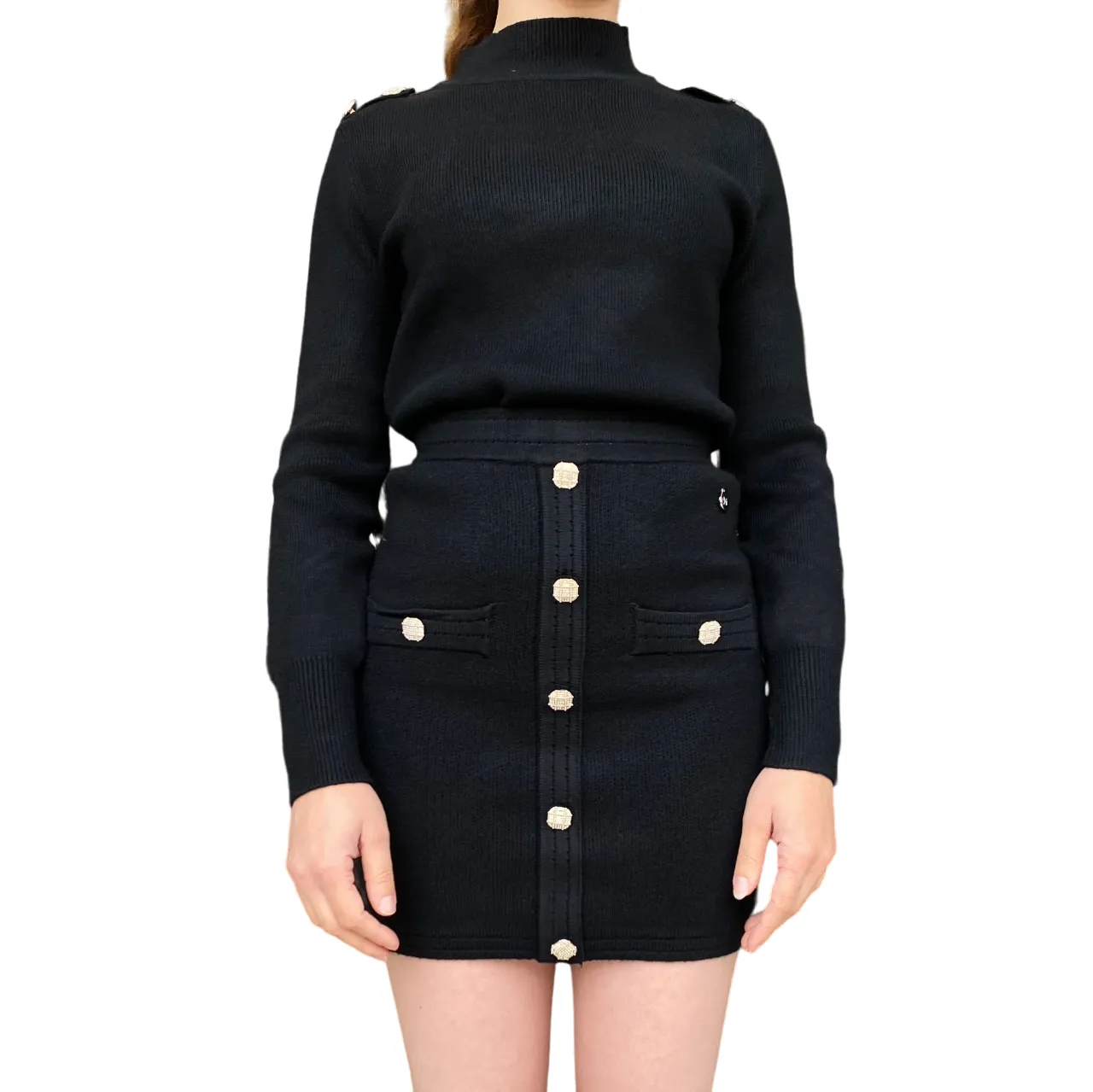 Relaxed Comfort Look Griffai completo da donna maglia e gonna con bottini DGF4206COM nero