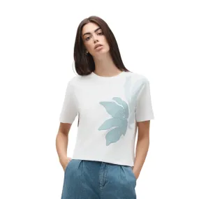 NonIronTechnology Griffai maglietta maniche corte da donna con ricamo orchidea DGP6413 bianco