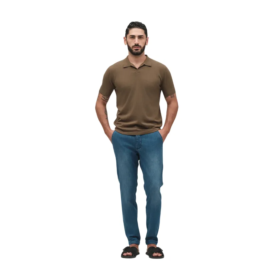 Griffai pantalone capri da uomo in cotone 7 once blu denim Cozy Essentials
