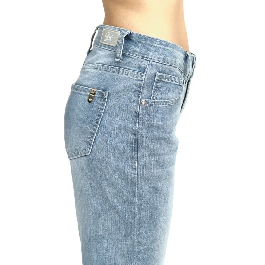 anti slip grip Fashion Comfort Wear Griffai pantalone in jeans da donna cropped con bottone gioiello DGP6166 denim