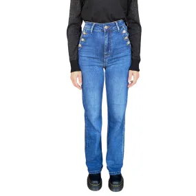 Griffai pantalone jeans da donna a palazzo con bottoni DGF4420 blu medio Non Bulk