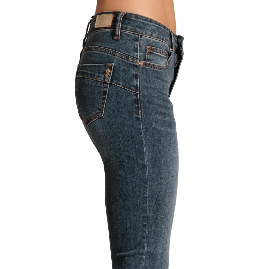 Griffai pantalone jeans da donna con spacchetti e catena alla caviglia DGP4757  blu medio Sustainable Fabric