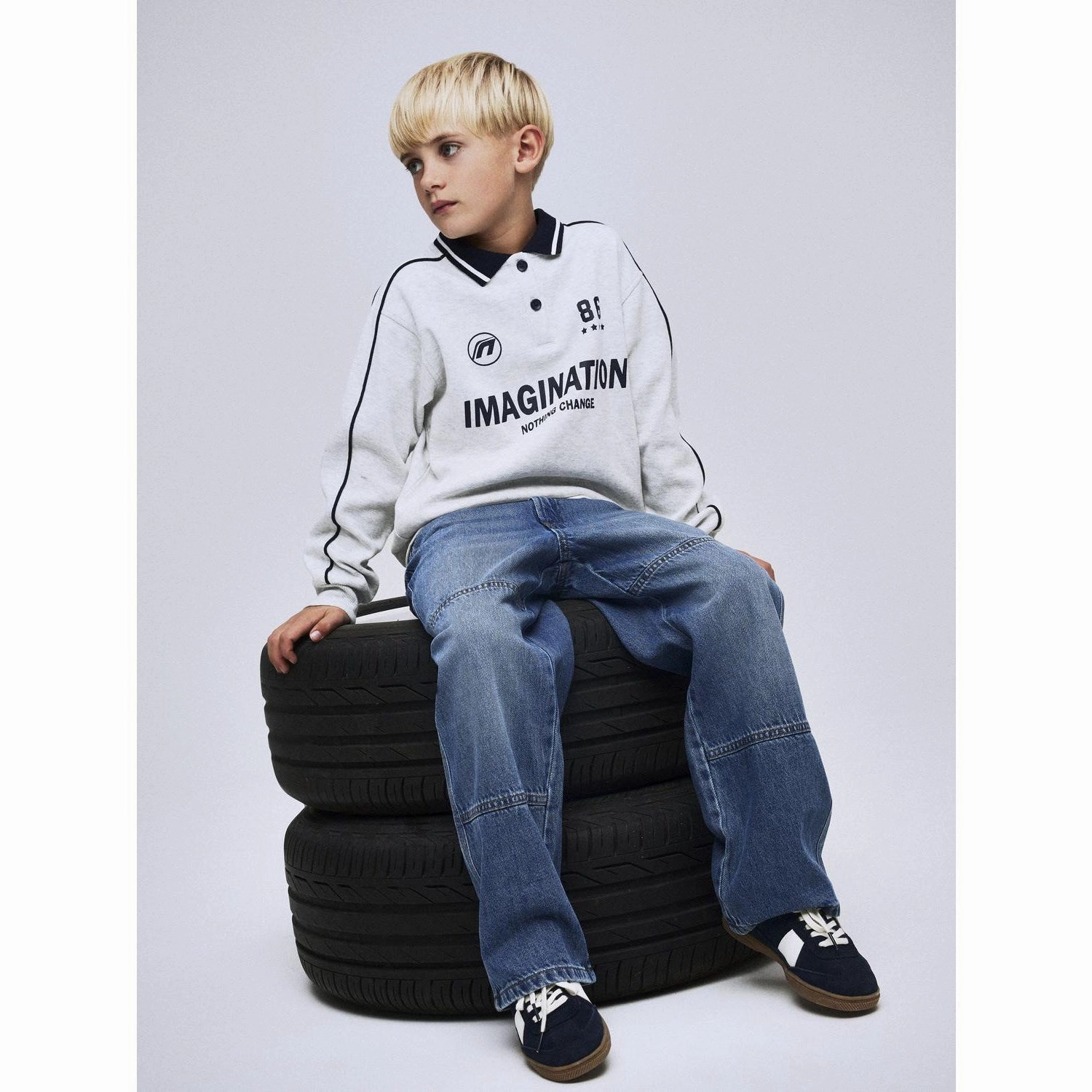 Name It Light Grey Melange Nkmkris Ls Nreg Polo Non Iron Finish Casual Elegance