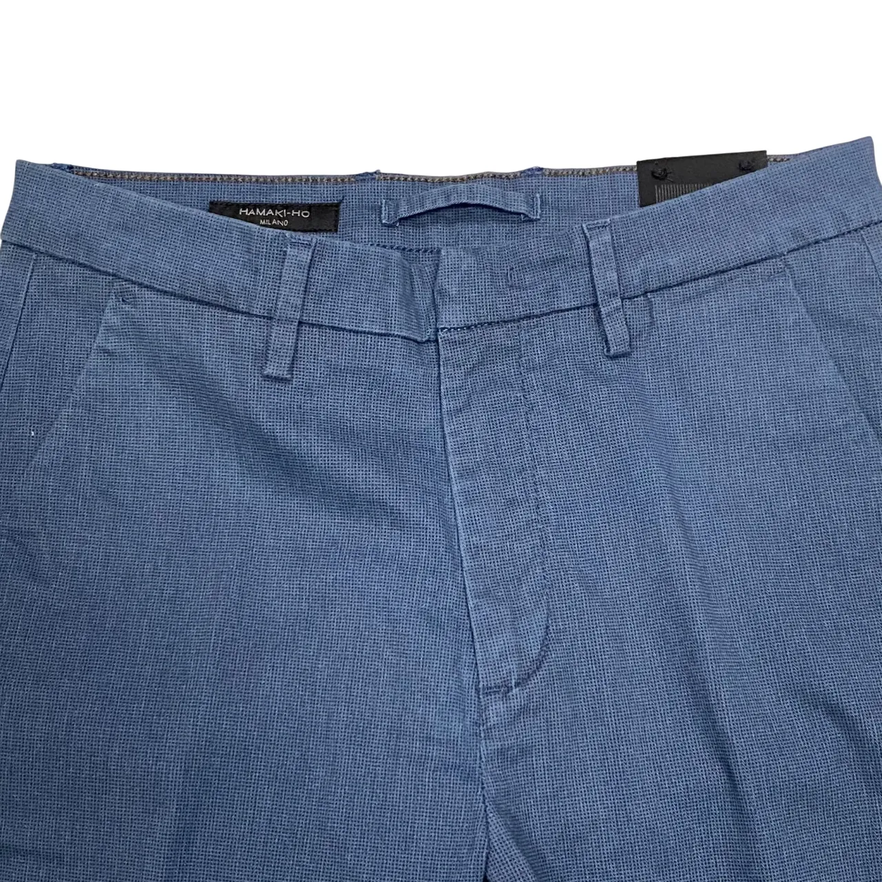 Hamaki-ho pantalone chinos da uomo slim fit con microfantasia quadri PSI1735H blu Outdoor Ready AntibacterialCoating