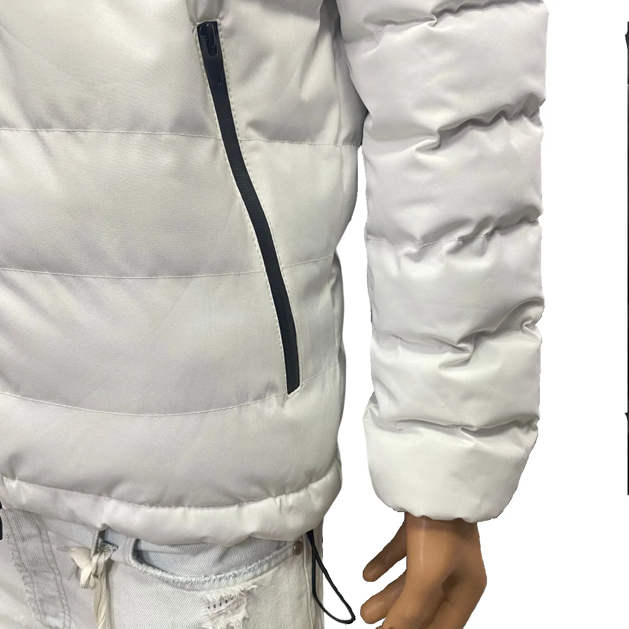 DropShoulder Happer giubbotto da uomo con cappuccio staccabile 10330-142 bianco