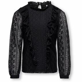 Kids ONLY Black Newaya Frill Lace Blouse Bold Graphics
