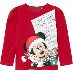 Name It Jester Red Sille Minnie Mouse Blouse Geometric Pattern Trendy Apparel