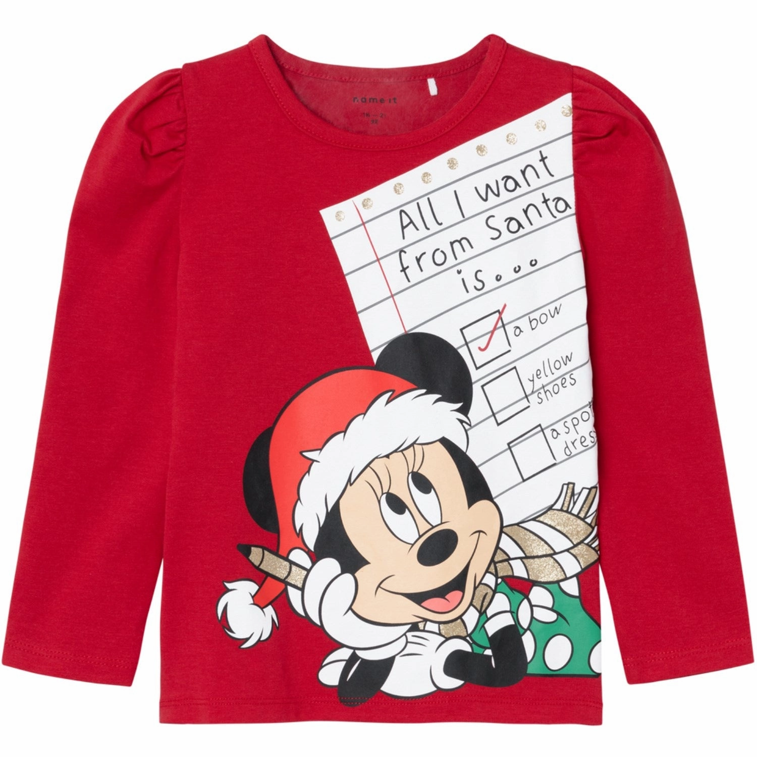 Name It Jester Red Sille Minnie Mouse Blouse Handcrafted Detail Tall Option