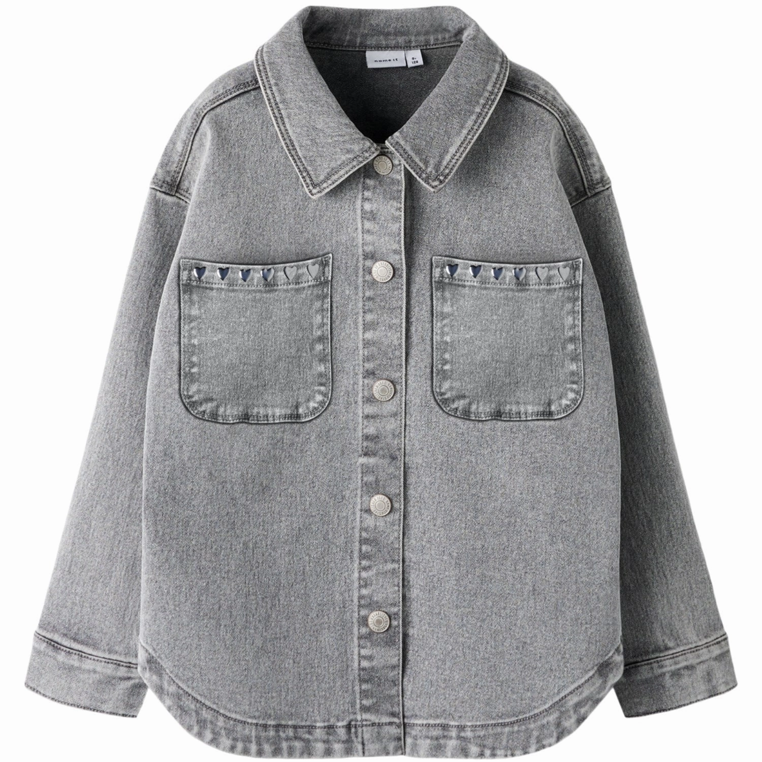 Plus Size Name It Light Grey Denim Heart Studs Nkfeverlyn Dnm Schaket 5503-Ya N