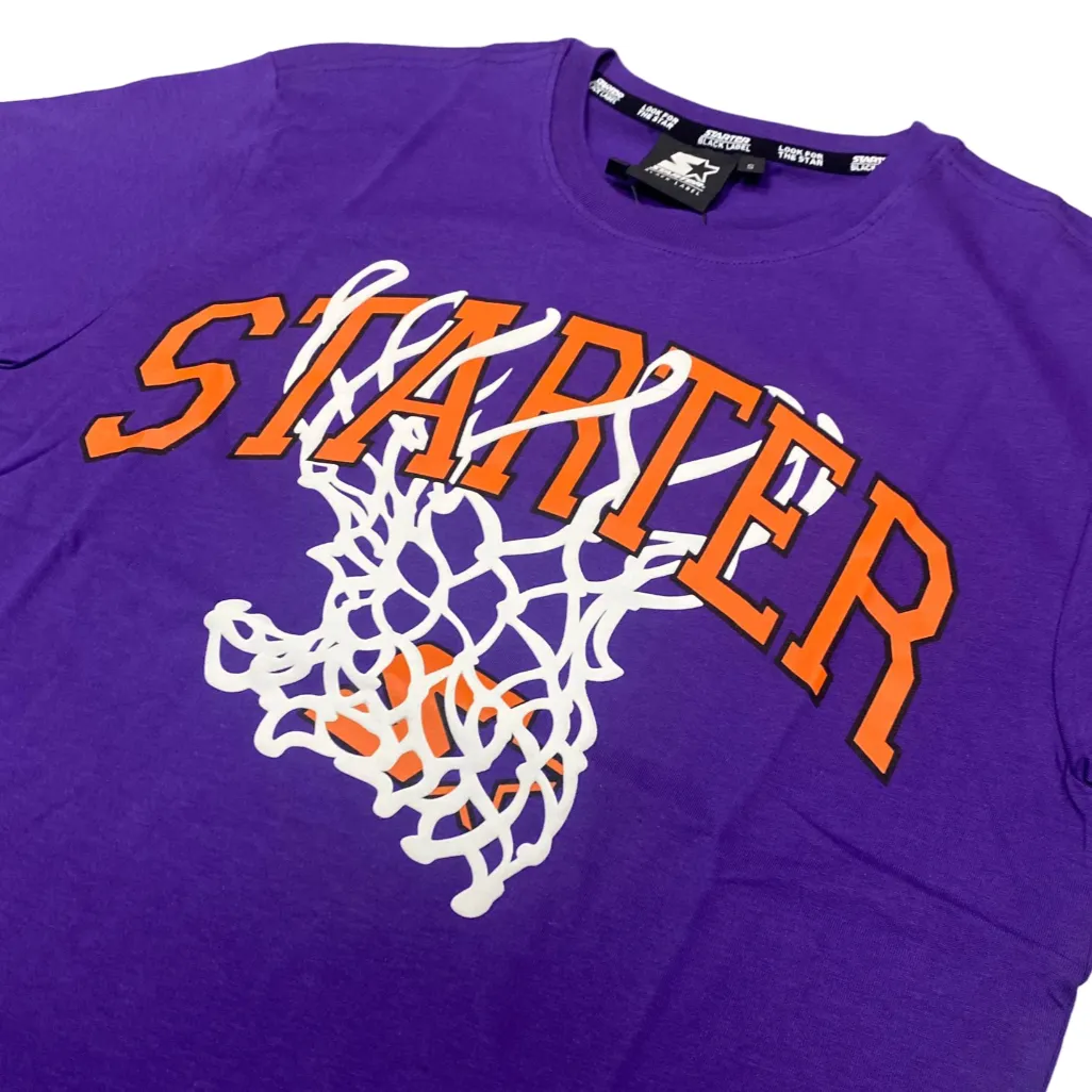 Starter maglietta manica corta da uomo in cotone con stampa 74060 viola Urban Look
