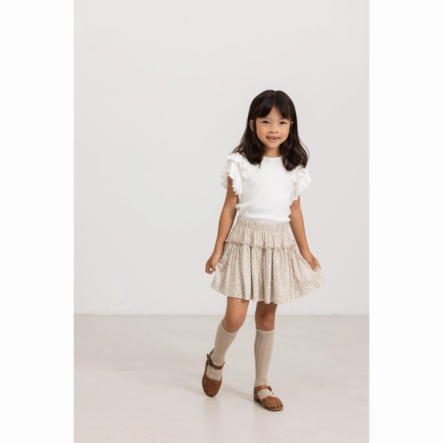 HeatResistantMaterial Relaxed Look MarMar Modal Pointelle Gentle White Tavora Frill T-Shirt