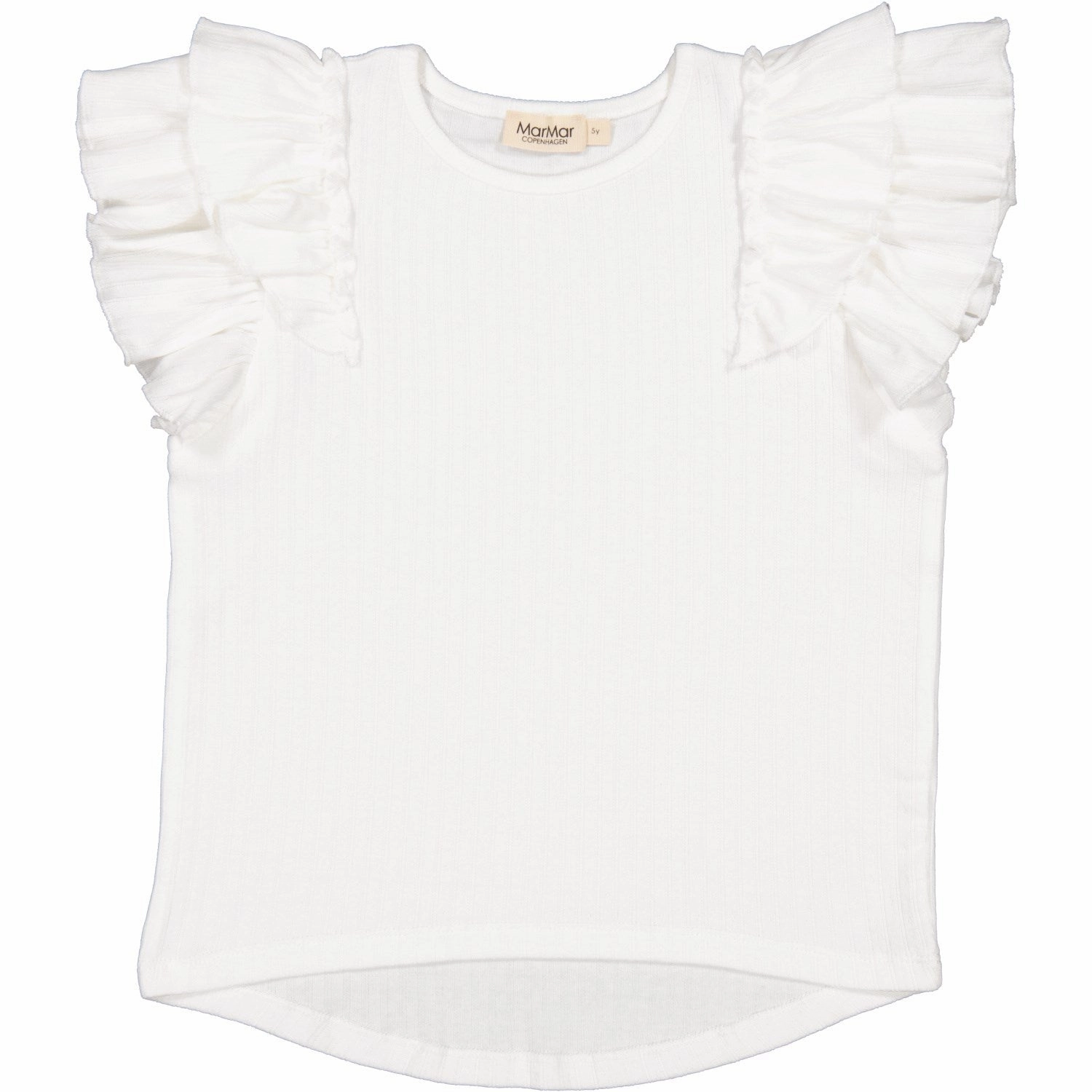 MarMar Modal Pointelle Gentle White Tavora Frill T-Shirt High-End Quality
