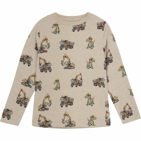 Pre Shrunk Cotton Blend Tailored Silhouette Minymo Beige Melange Blouse AOP