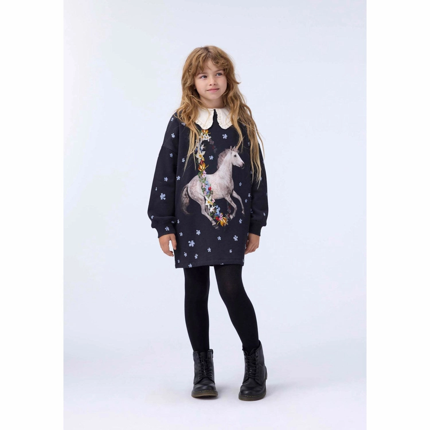 Molo Flower Jump Cyrella Dress LS Soft Tones soft elegance