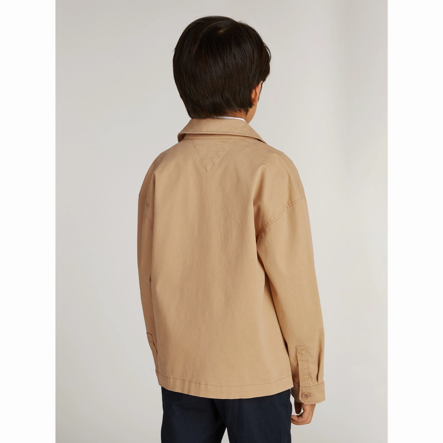 Tommy Hilfiger Classic Khaki Utility Shirt Double Needle Hemming Versatile Outfit