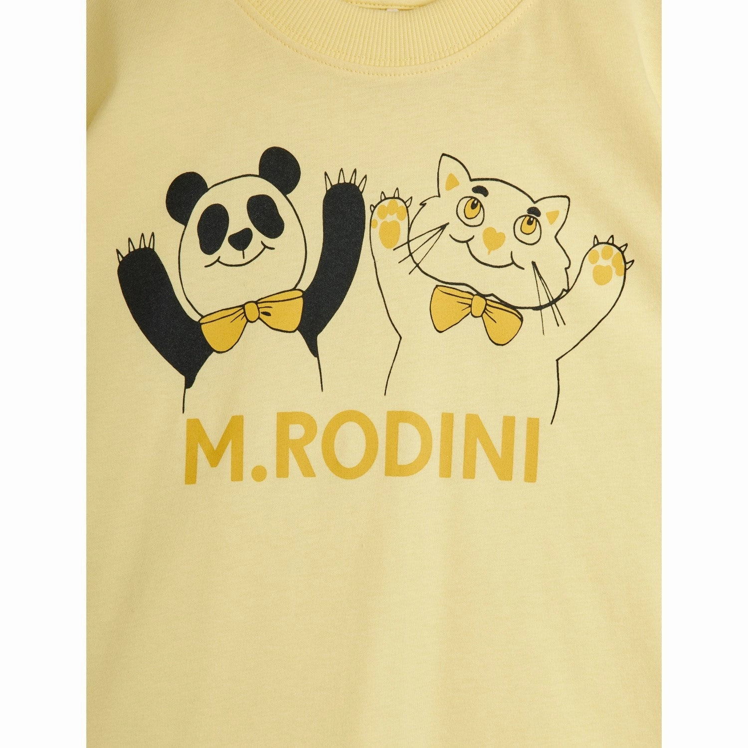 Timeless Must-Have Flexible Ribbed Neckline Mini Rodini Yellow Panda & Cat Sp Ss Tee