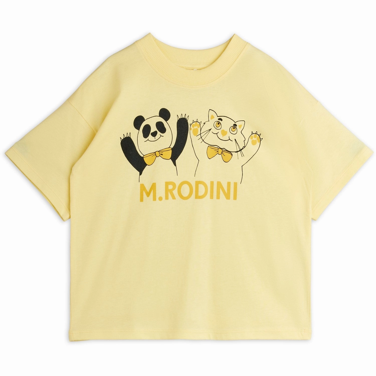 Layered Neckline Seasonal Wear Mini Rodini Yellow Panda & Cat Sp Ss Tee