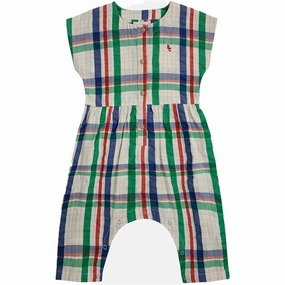 Bobo Choses Baby Madras Checks Woven Overall Short Sleeve Multicolor Versatile Outdoor